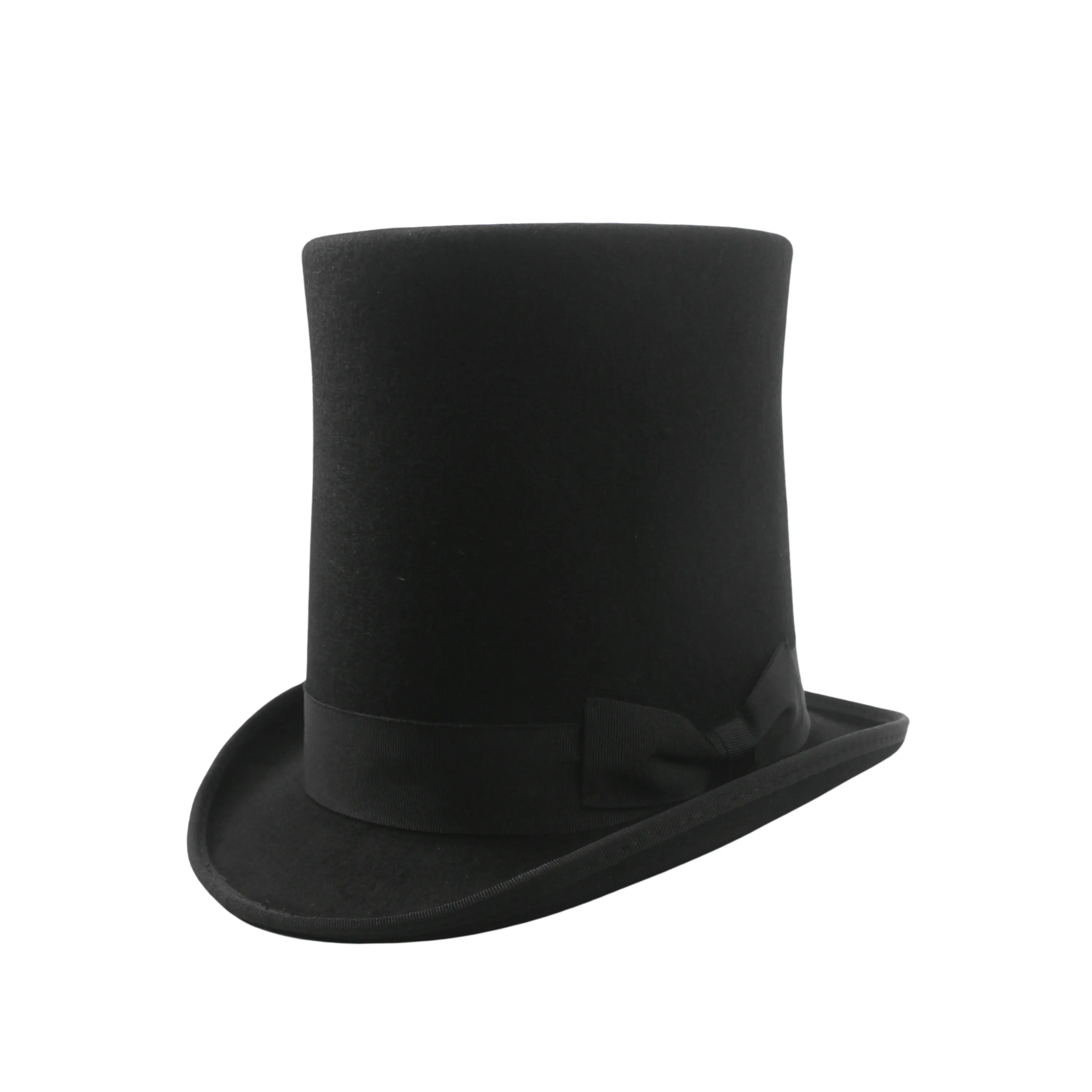 Classic High Crown Wool Felt Tall Top Hats with Removable Feather