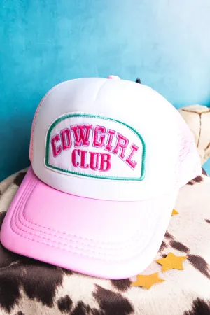Cowgirl Club Pink and White Foam Front Trucker Hat