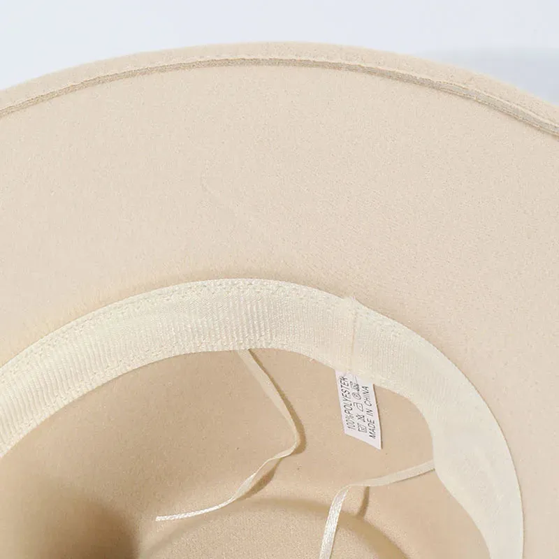 Cream Gold-Trim Wide Brim Fedora – Boho Luxe Hat for Women’s Summer Style