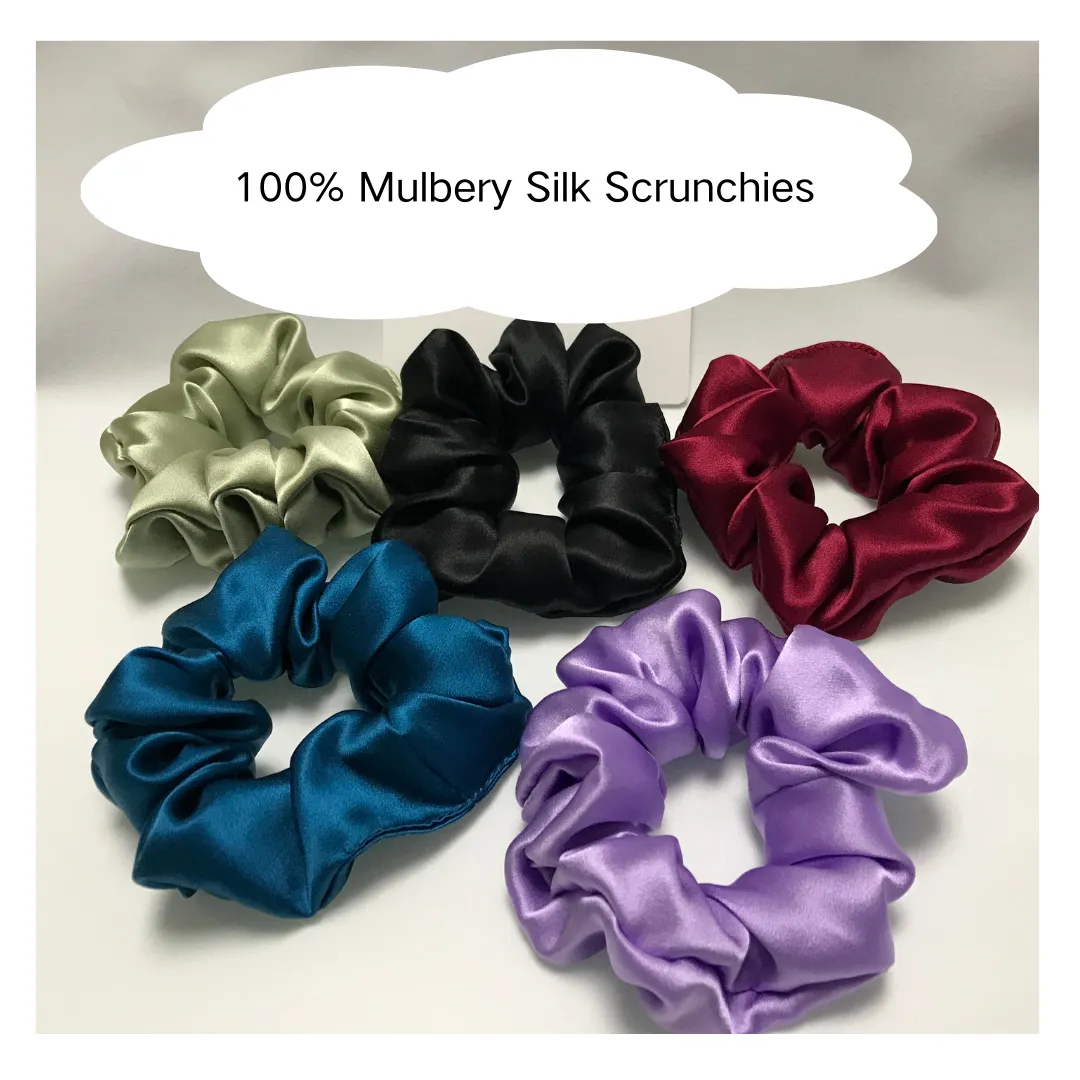 Dark Green Silk Scrunchies Large