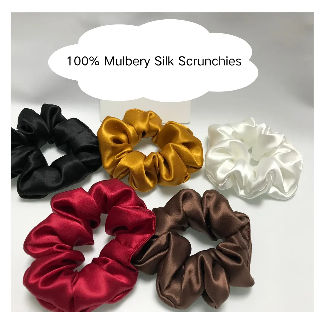 Dark Green Silk Scrunchies Large