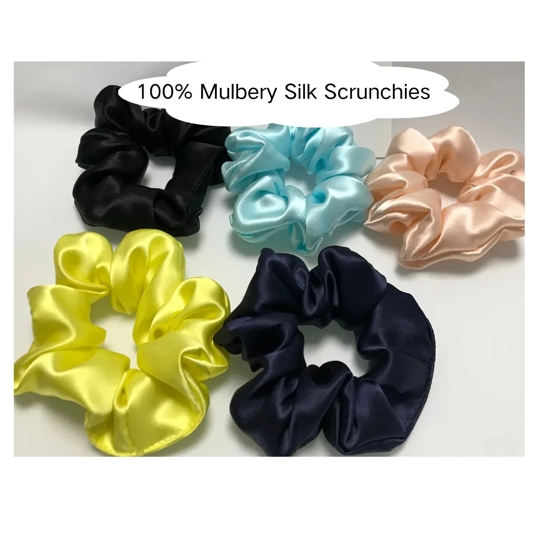 Dark Green Silk Scrunchies Large