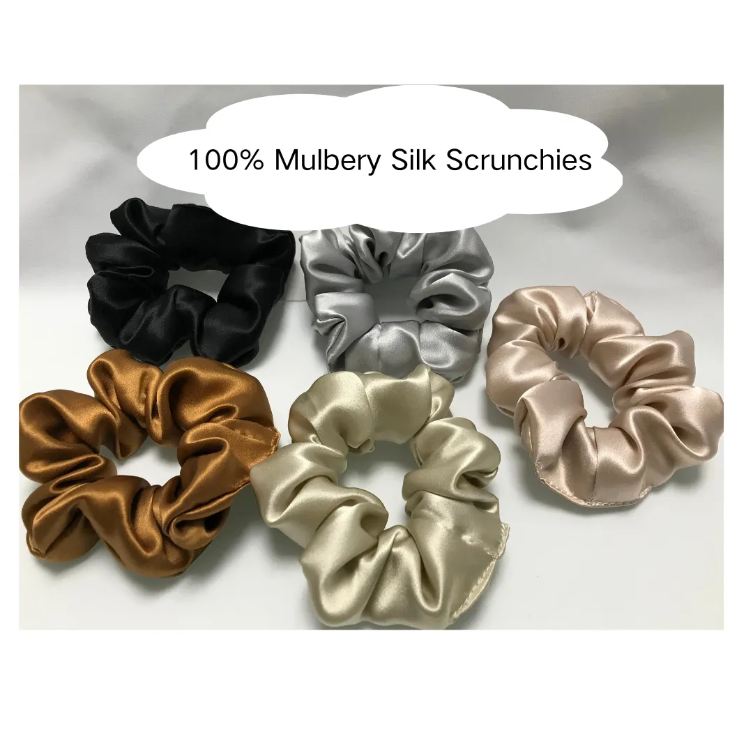 Dark Green Silk Scrunchies Large