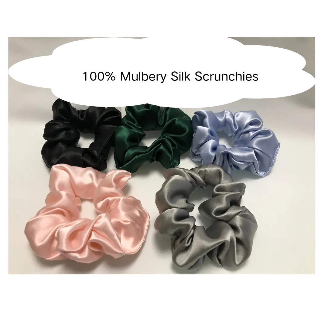 Dark Green Silk Scrunchies Large