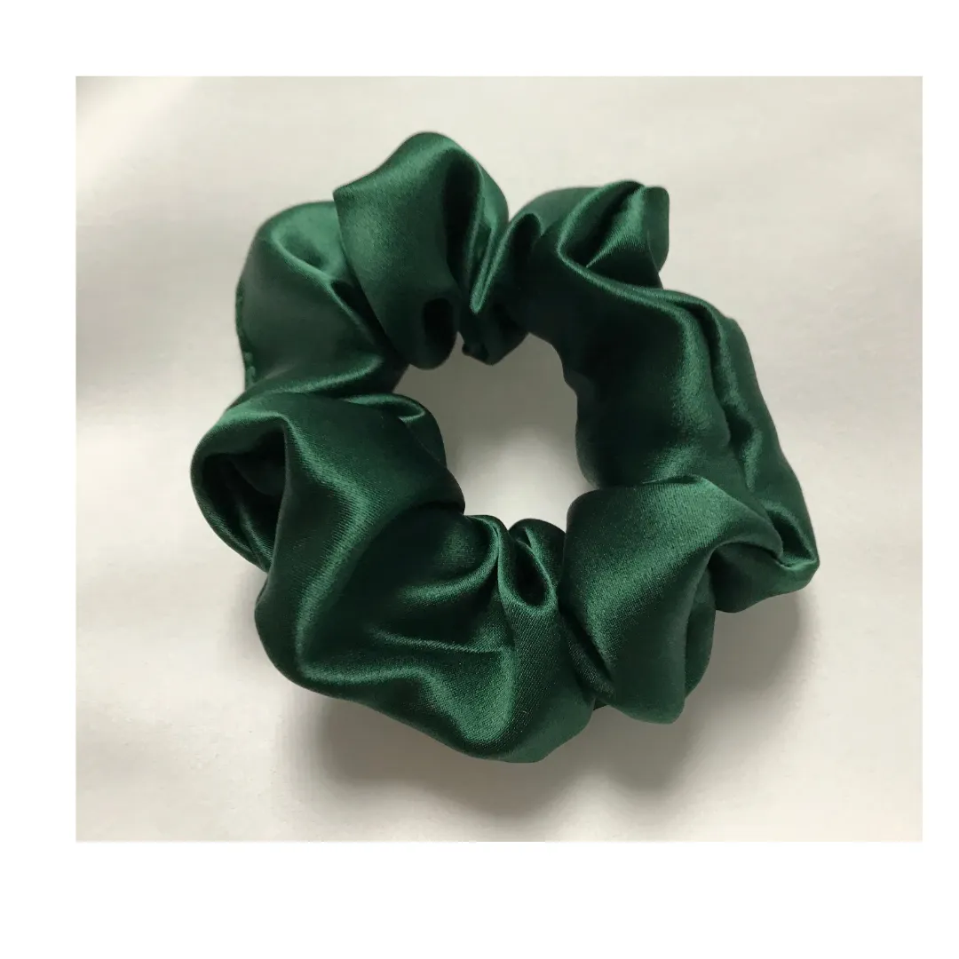 Dark Green Silk Scrunchies Large