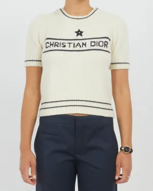 Dior White Cashmere and Wool Logo Sweater - 4
