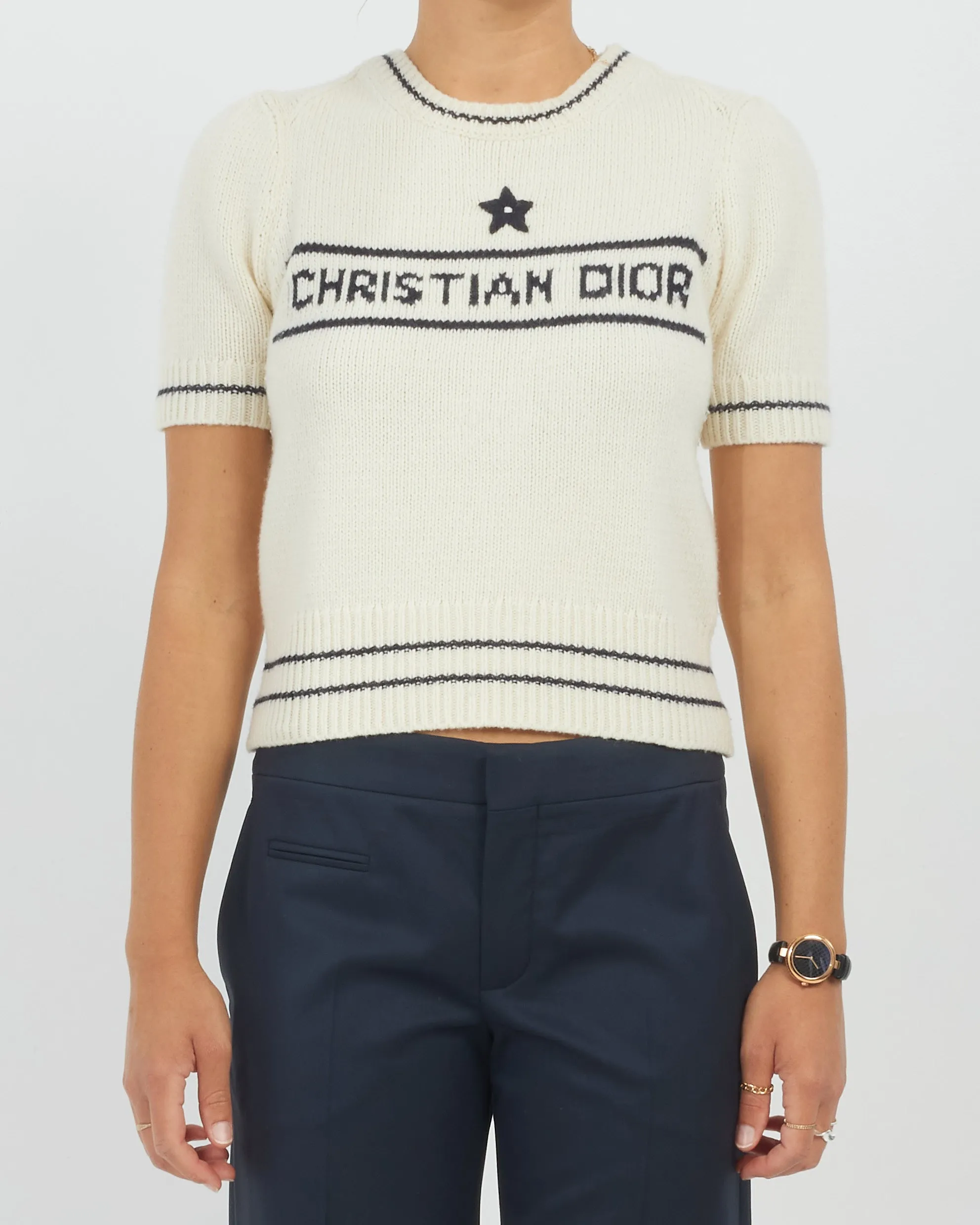 Dior White Cashmere and Wool Logo Sweater - 4