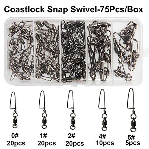 Easy Catch 10 Pack High-Strength Fishing Ball Bearing Swivel with Coastlock Snap, Strong Welded Ring for Saltwater Fishing-18Lb to 350Lb (100% Copper Stainless Steel)(Size 4 4 (90lb) 10Pack)