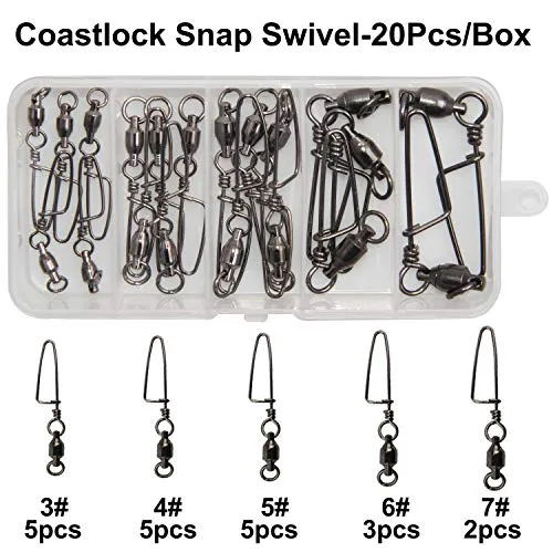 Easy Catch 10 Pack High-Strength Fishing Ball Bearing Swivel with Coastlock Snap, Strong Welded Ring for Saltwater Fishing-18Lb to 350Lb (100% Copper Stainless Steel)(Size 4 4 (90lb) 10Pack)