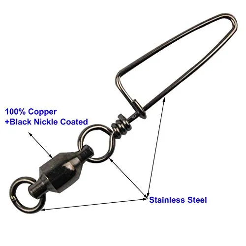 Easy Catch 10 Pack High-Strength Fishing Ball Bearing Swivel with Coastlock Snap, Strong Welded Ring for Saltwater Fishing-18Lb to 350Lb (100% Copper Stainless Steel)(Size 4 4 (90lb) 10Pack)