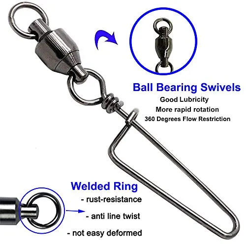 Easy Catch 10 Pack High-Strength Fishing Ball Bearing Swivel with Coastlock Snap, Strong Welded Ring for Saltwater Fishing-18Lb to 350Lb (100% Copper Stainless Steel)(Size 4 4 (90lb) 10Pack)