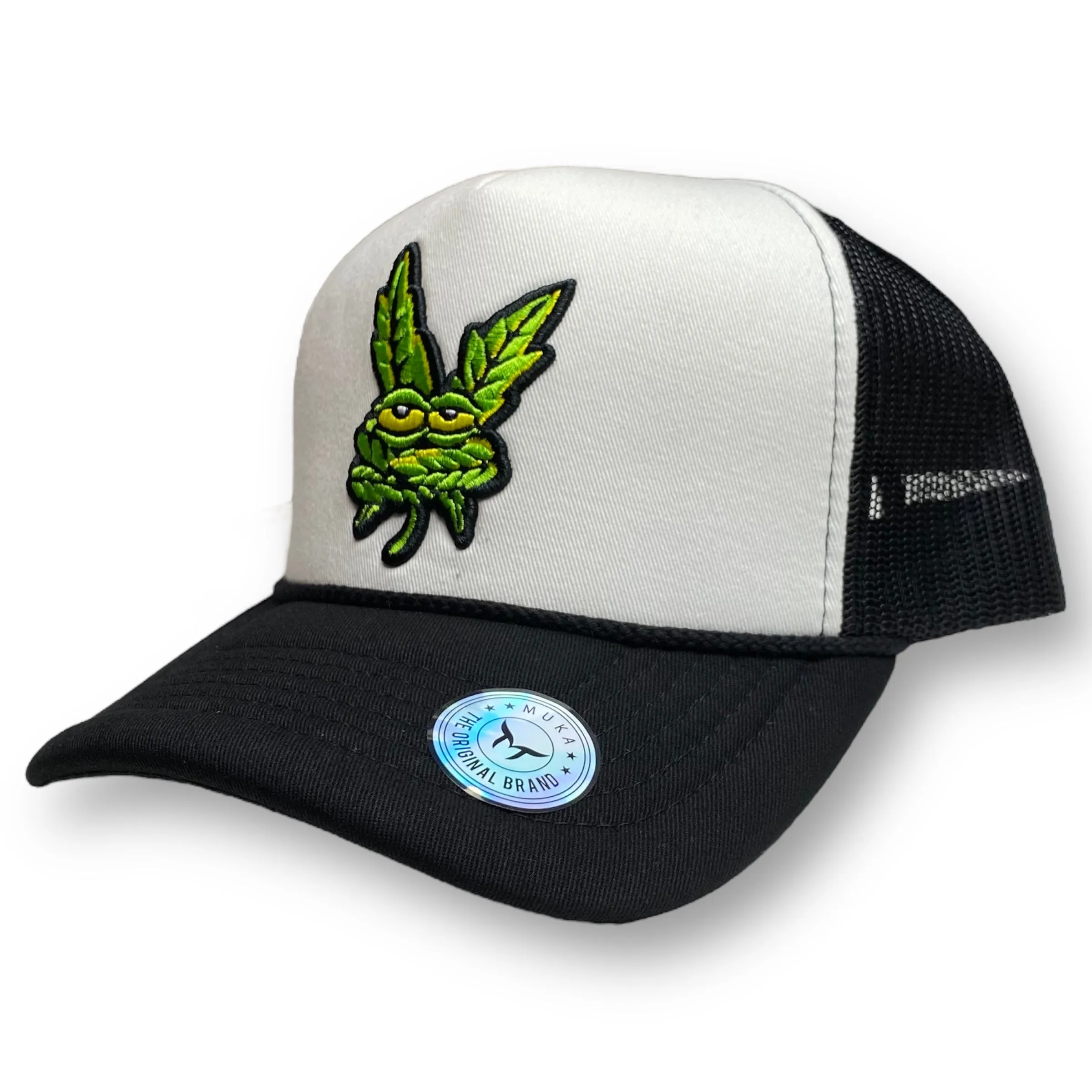 Embroidered Green Weed Leaf Trucker Hat For women or Men