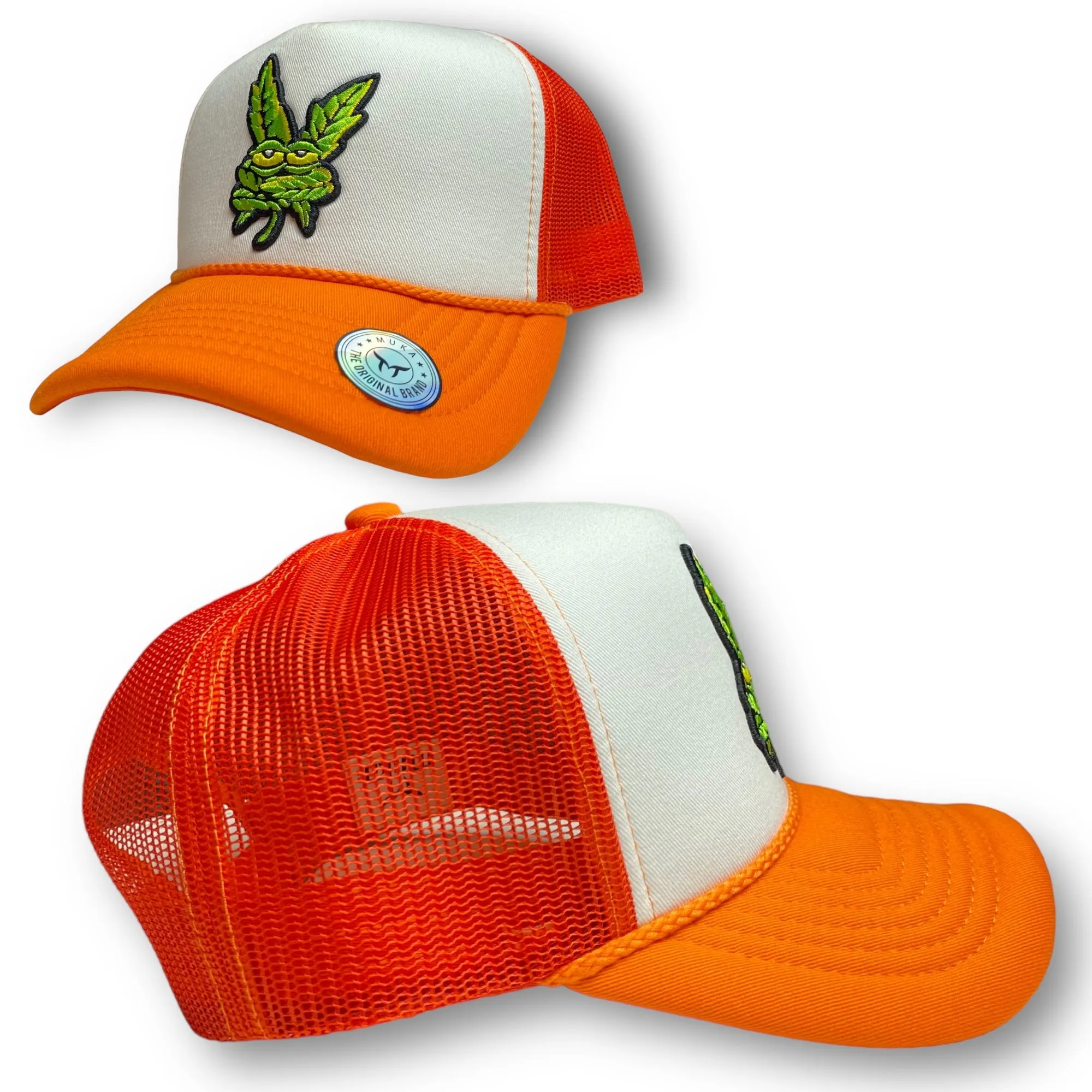 Embroidered Green Weed Leaf Trucker Hat For women or Men