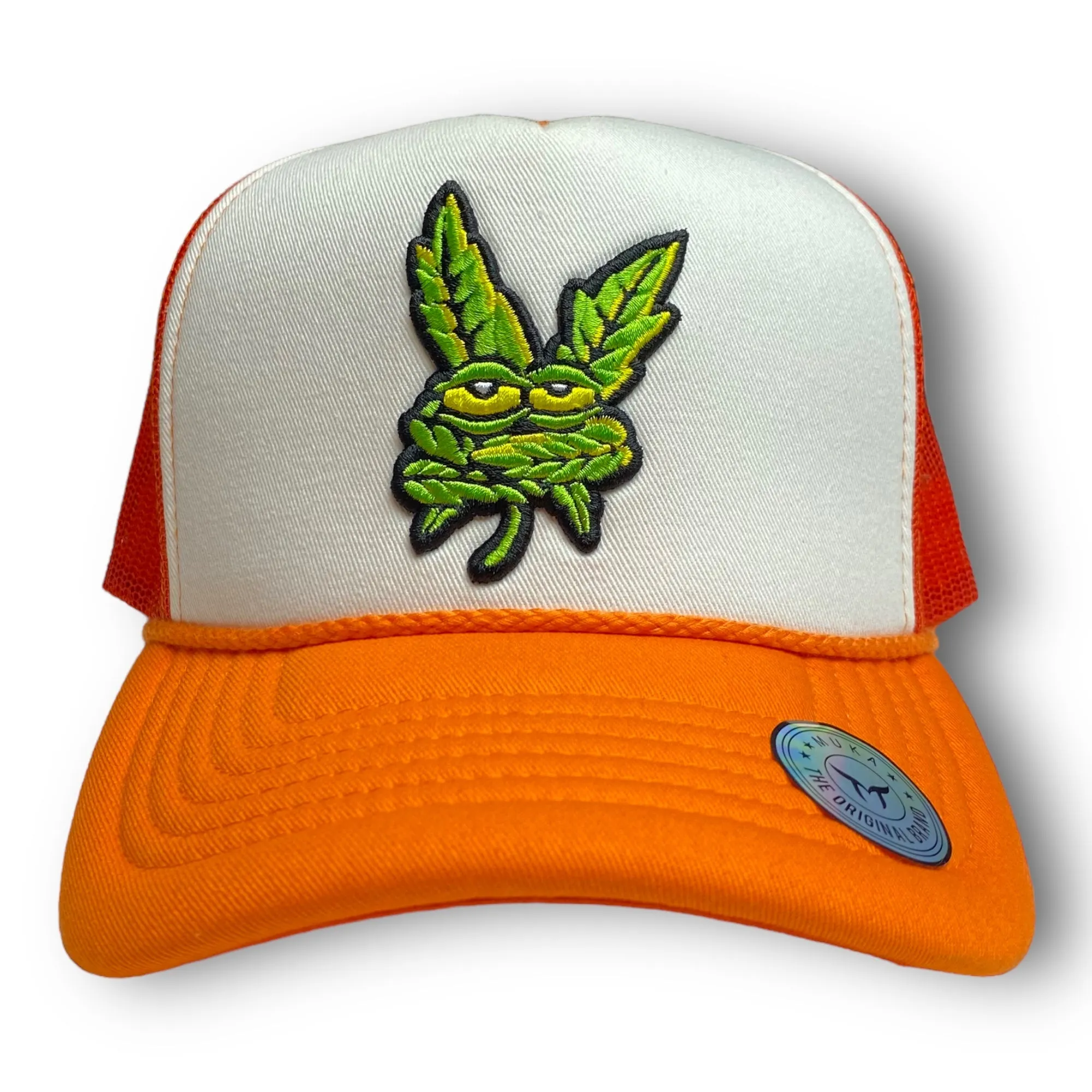 Embroidered Green Weed Leaf Trucker Hat For women or Men