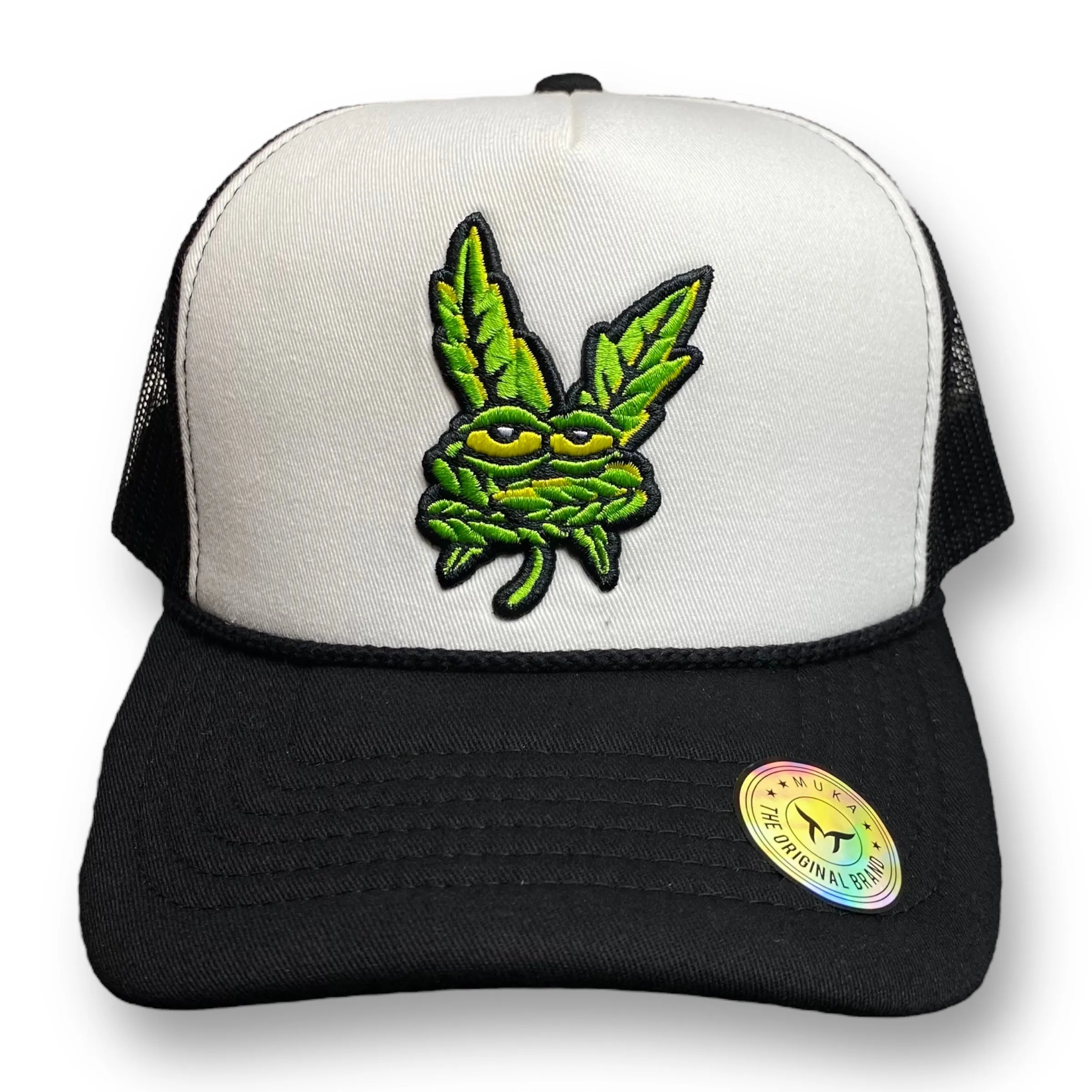 Embroidered Green Weed Leaf Trucker Hat For women or Men