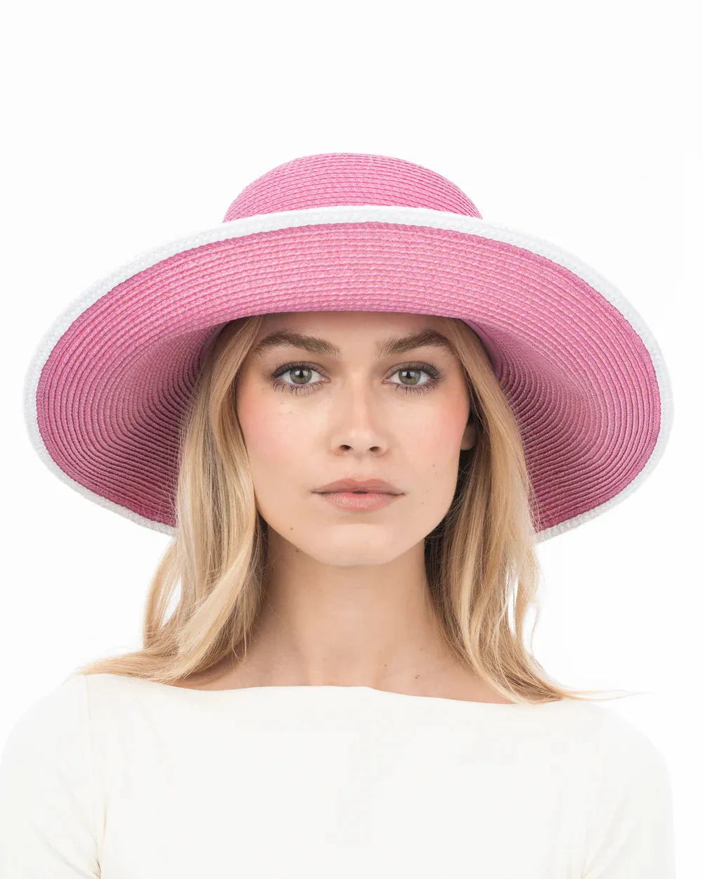 Eric Javits Hampton Hat in Raspberry and White