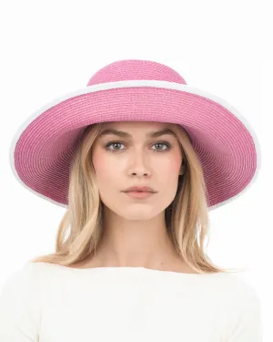 Eric Javits Hampton Hat in Raspberry and White