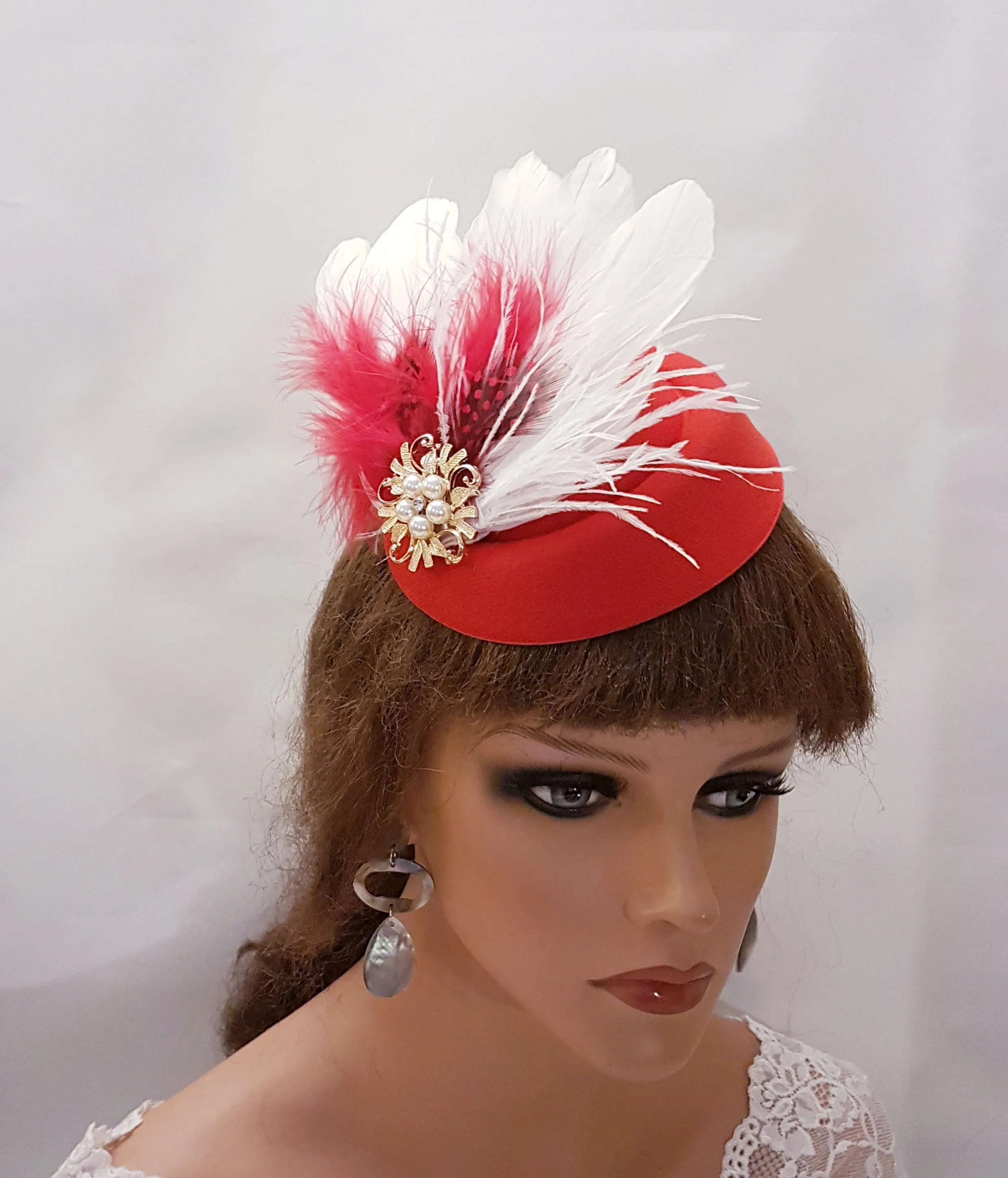 Fascinator Hat Red Hat fascinator Feather hat fascinator Royal Ascot Kentucky derby, Wedding,Race,Cocktail,Church  fascinator Custom colour