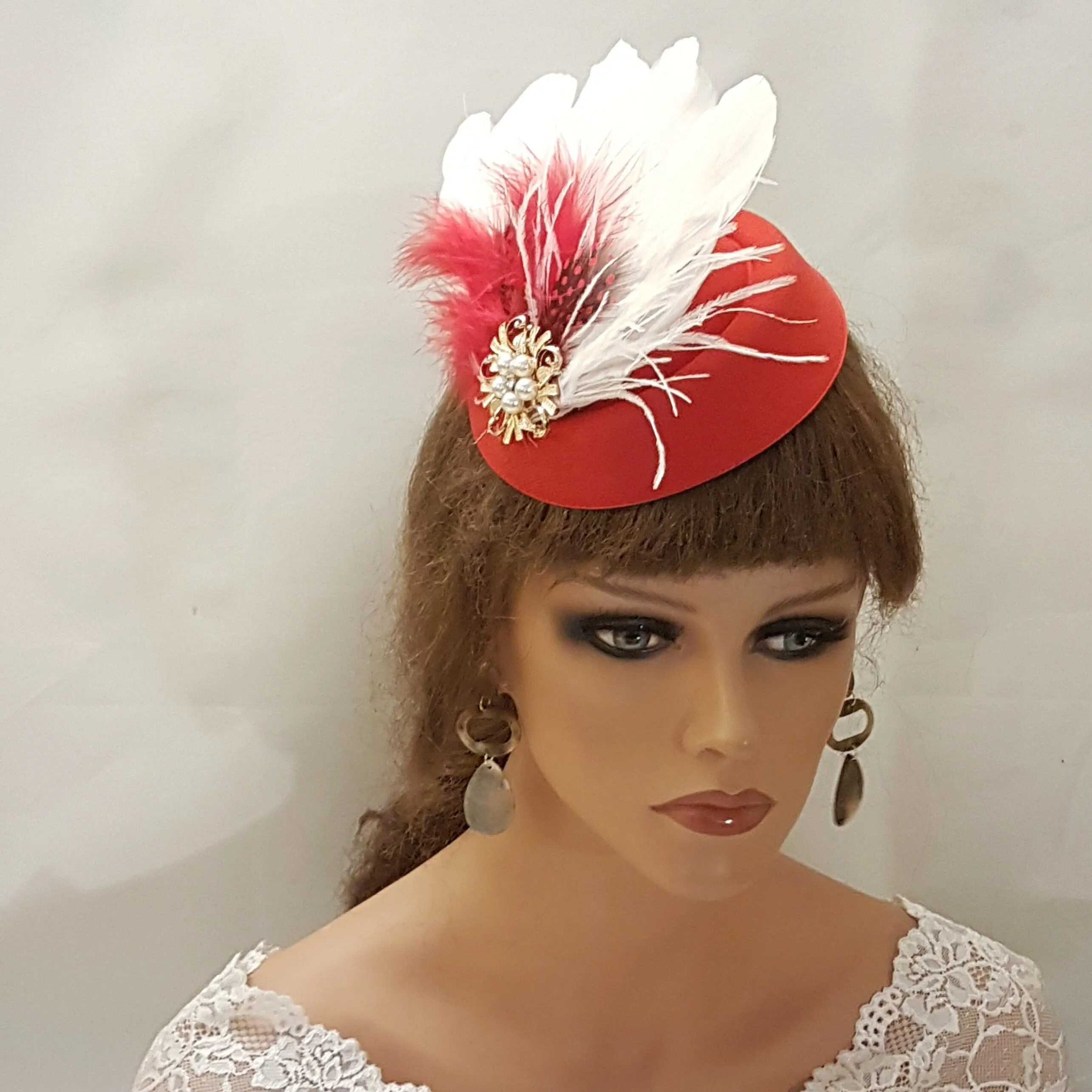 Fascinator Hat Red Hat fascinator Feather hat fascinator Royal Ascot Kentucky derby, Wedding,Race,Cocktail,Church  fascinator Custom colour