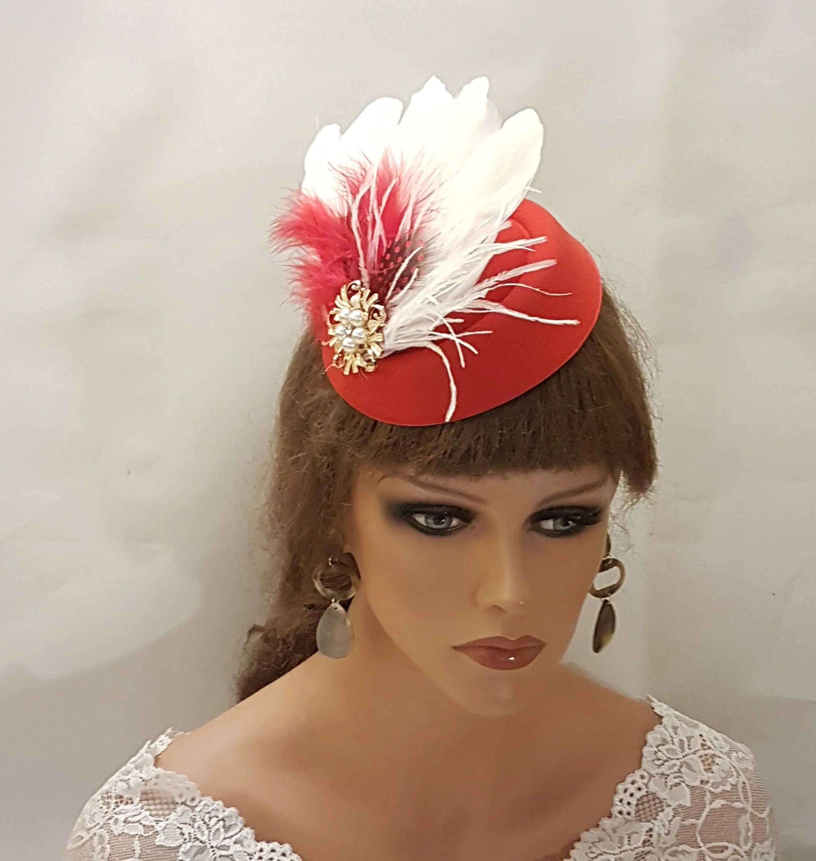 Fascinator Hat Red Hat fascinator Feather hat fascinator Royal Ascot Kentucky derby, Wedding,Race,Cocktail,Church  fascinator Custom colour