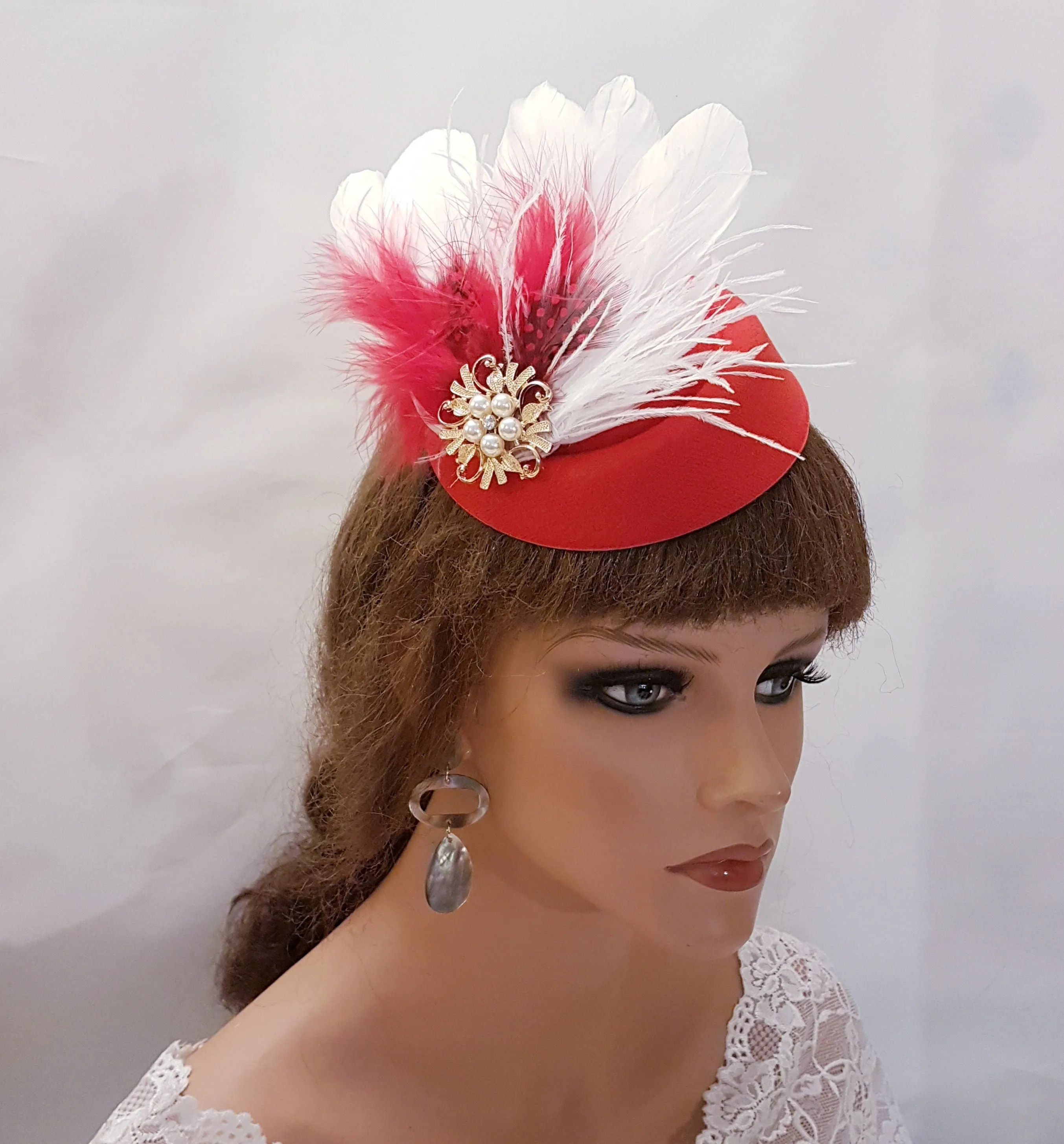Fascinator Hat Red Hat fascinator Feather hat fascinator Royal Ascot Kentucky derby, Wedding,Race,Cocktail,Church  fascinator Custom colour