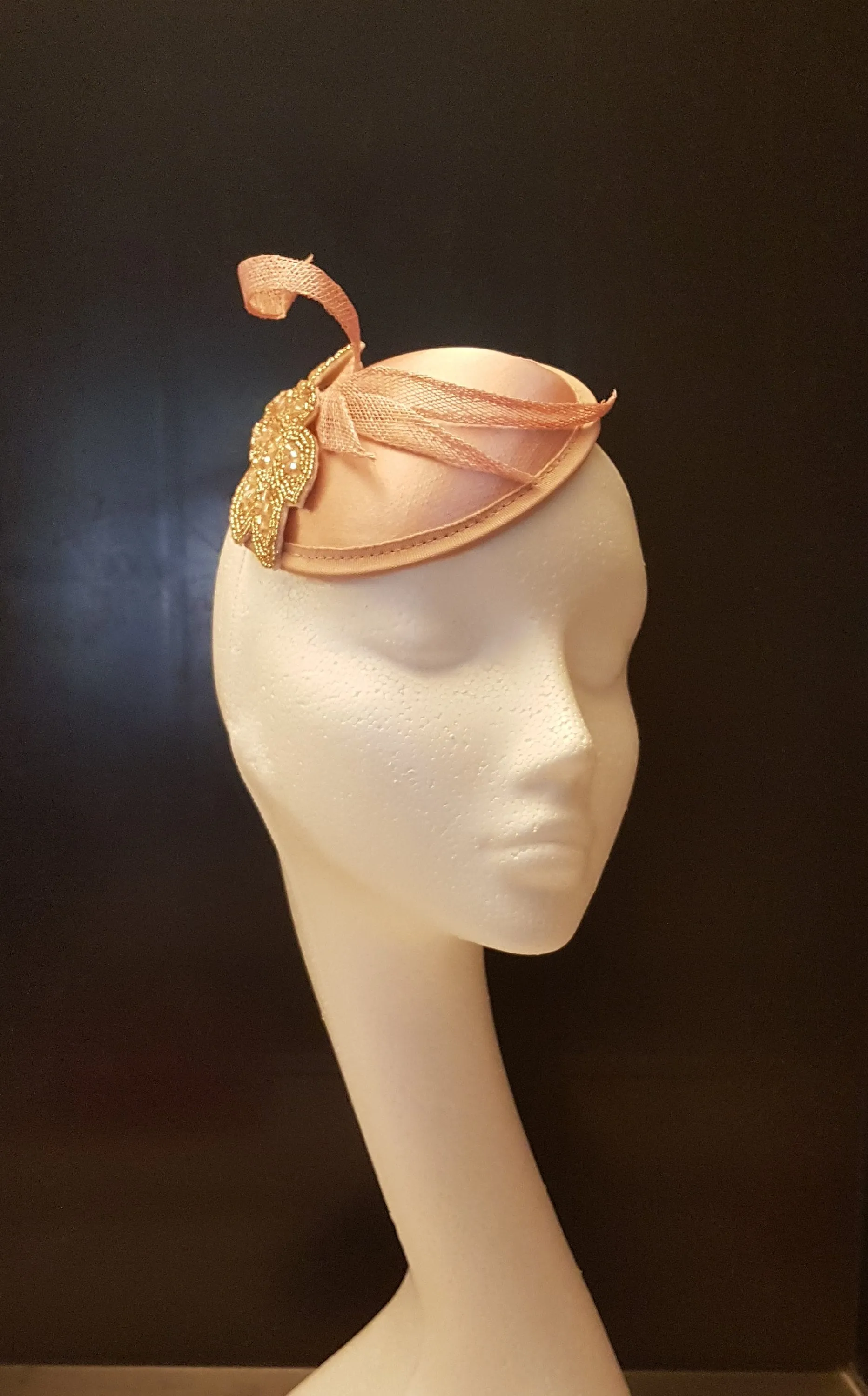 Fascinator hat Watermelon pink Hat fascinator with Crystal and Beads. Ascot hat fascinator Wedding, Race, Cocktail hat, Derby hat Fascinator