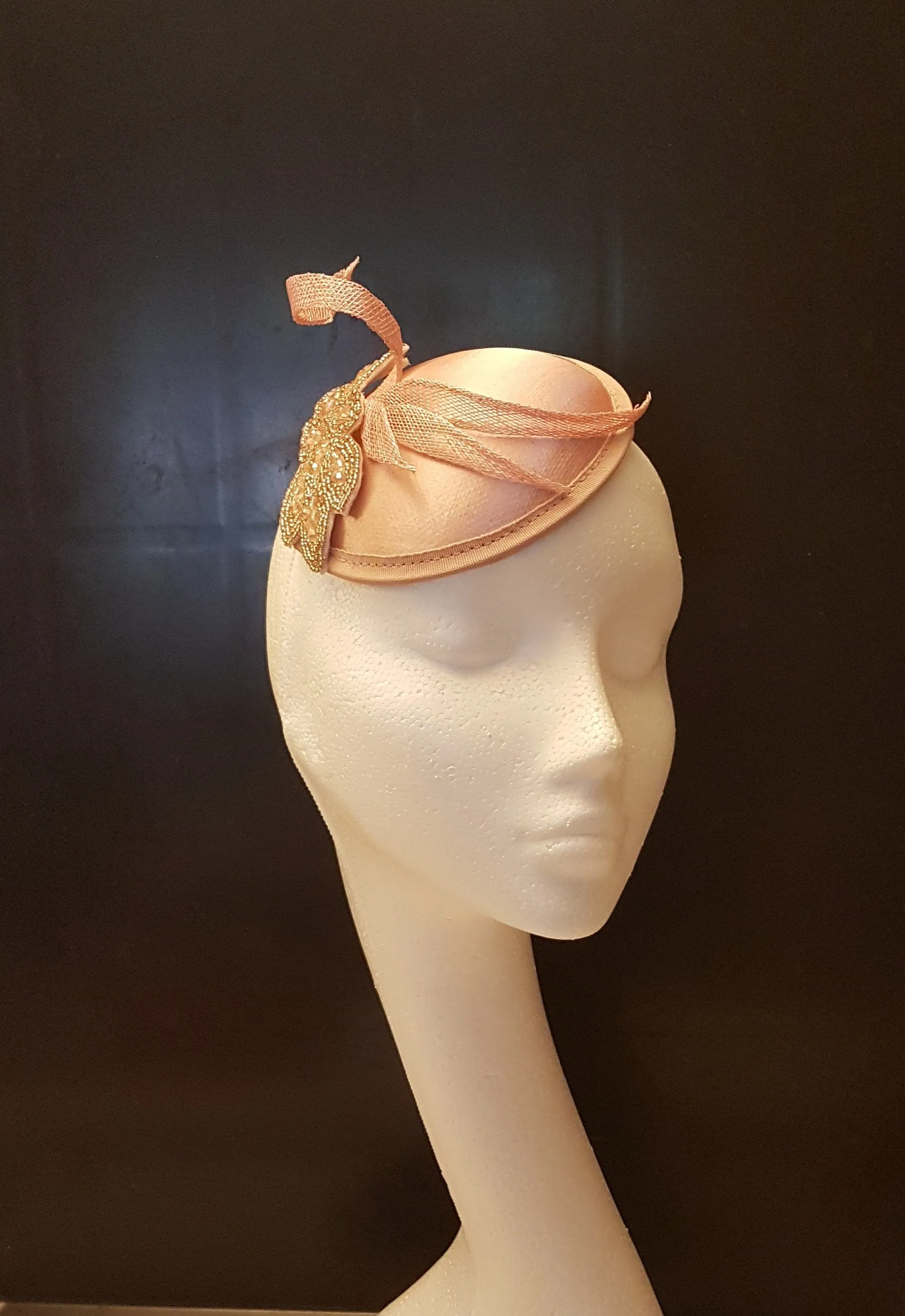 Fascinator hat Watermelon pink Hat fascinator with Crystal and Beads. Ascot hat fascinator Wedding, Race, Cocktail hat, Derby hat Fascinator