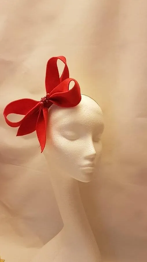 Fascinator Red Felt fascinator Red Blue Purple #fascinator Headband Wedding Cocktail party Church special occasion fascinator Custom colour
