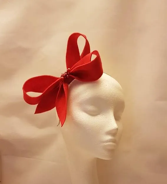 Fascinator Red Felt fascinator Red Blue Purple #fascinator Headband Wedding Cocktail party Church special occasion fascinator Custom colour