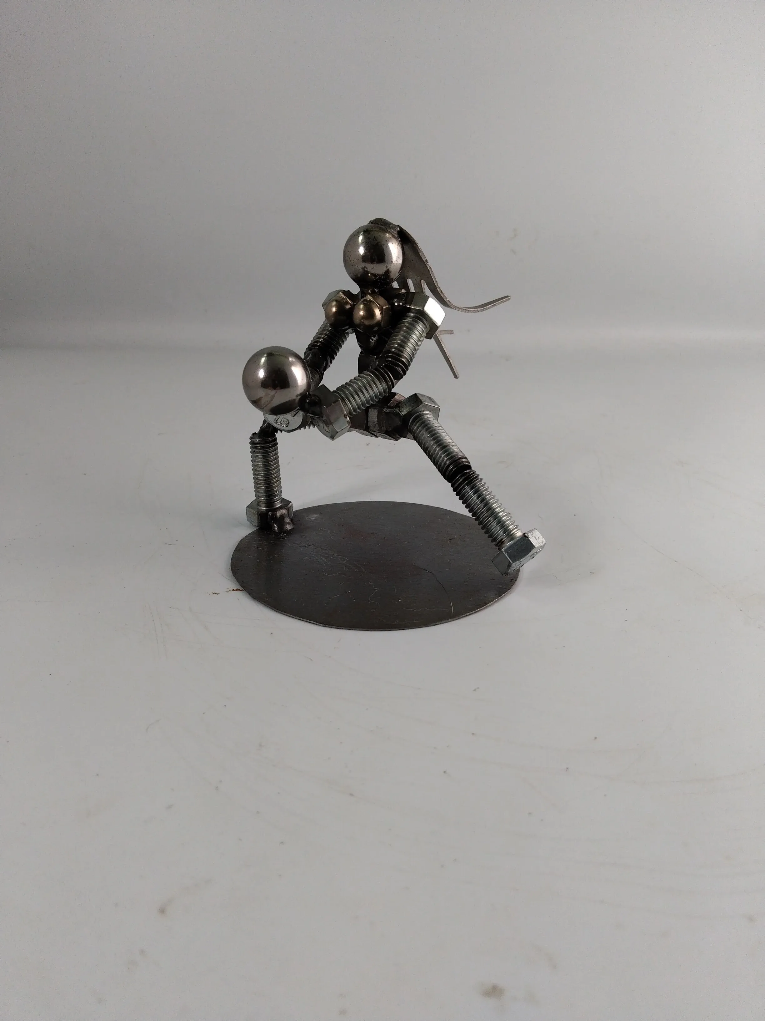 Female Volleyball Player, Metal Figurine, Upcycled Metal Art