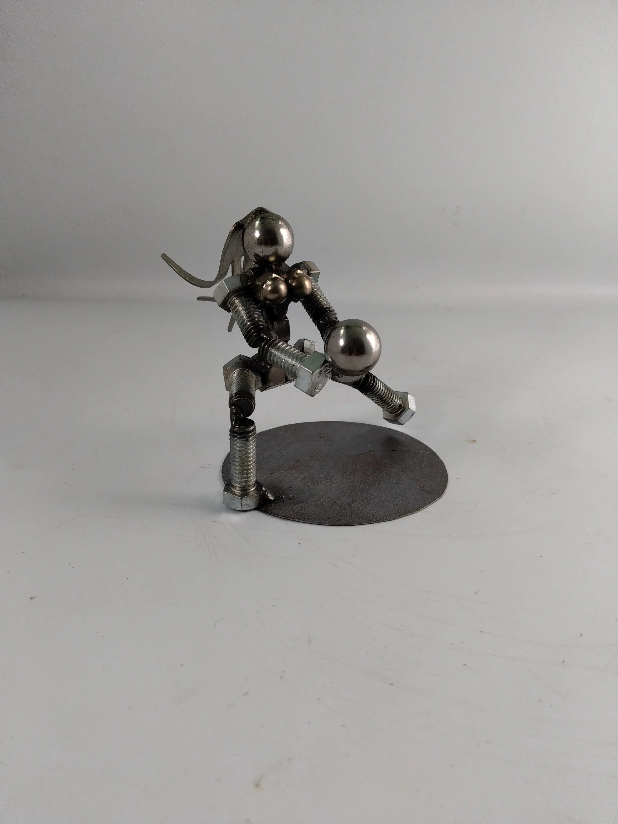 Female Volleyball Player, Metal Figurine, Upcycled Metal Art