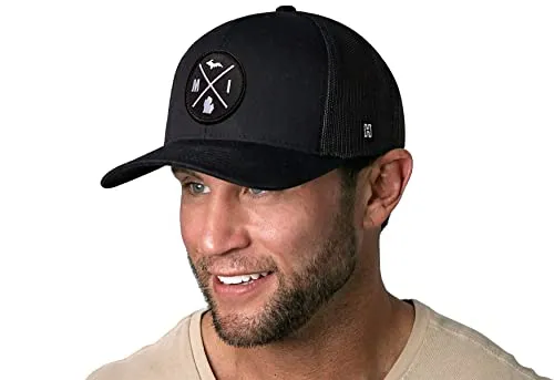 HAKA Michigan Hat – MI Trucker Hat for Men & Women, Adjustable Baseball Cap, Mesh Snapback, Outdoor Golf Hat - Black