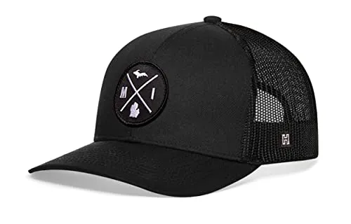 HAKA Michigan Hat – MI Trucker Hat for Men & Women, Adjustable Baseball Cap, Mesh Snapback, Outdoor Golf Hat - Black