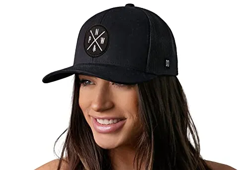 HAKA PNW Hat – Pacific Northwest Trucker Mesh Snapback Baseball Cap (Black)