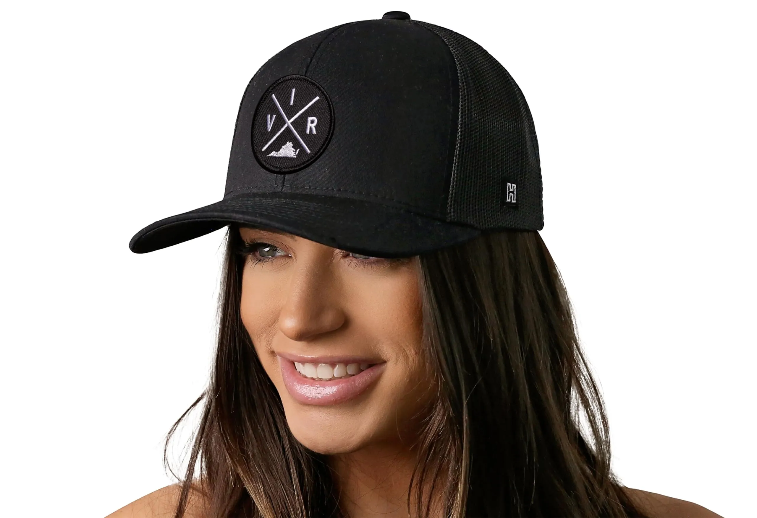 HAKA Virginia Hat – VIR Trucker Hat for Men & Women, Adjustable Baseball Cap, Mesh Snapback, Outdoor Golf Hat - Black