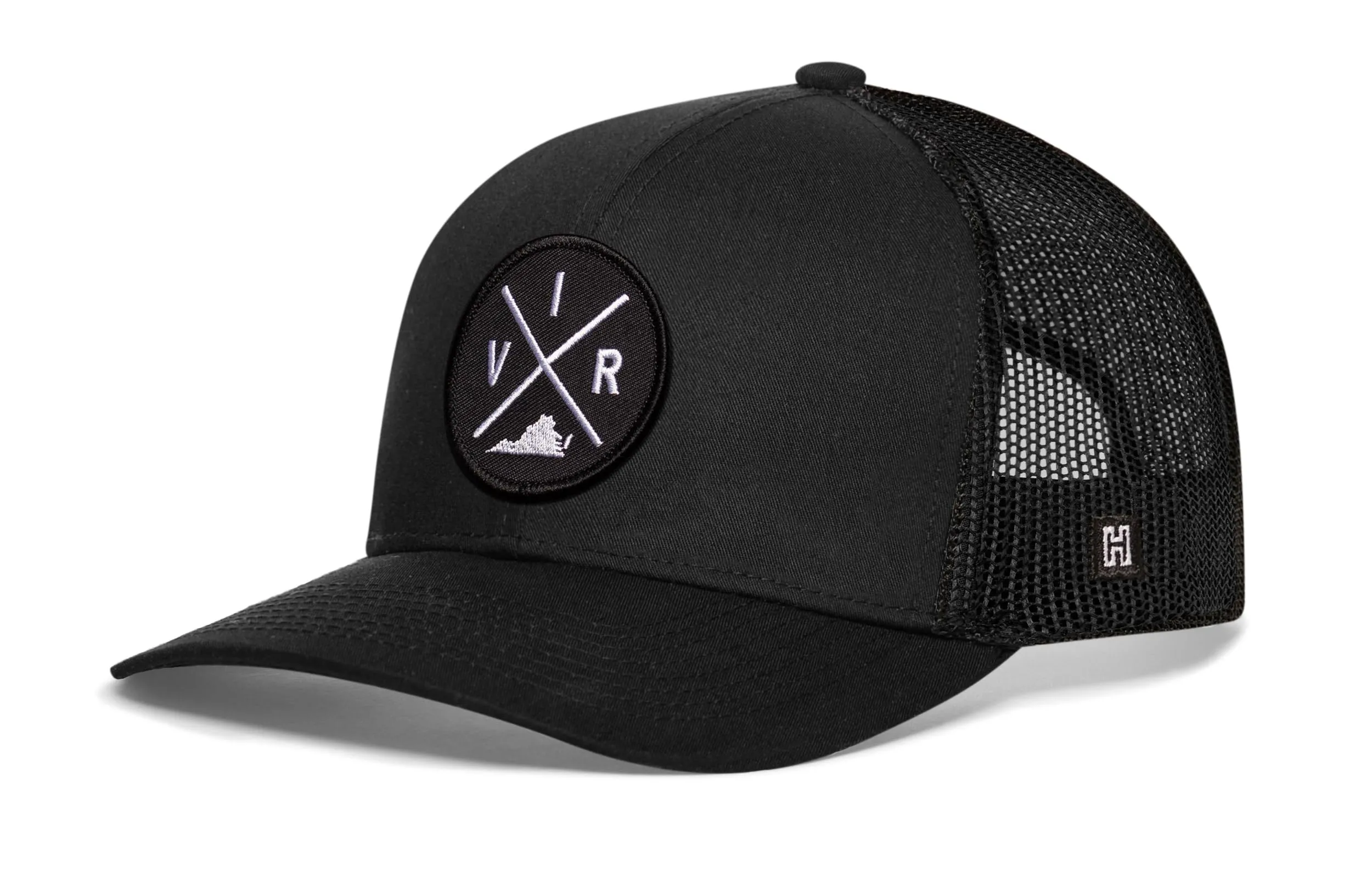 HAKA Virginia Hat – VIR Trucker Hat for Men & Women, Adjustable Baseball Cap, Mesh Snapback, Outdoor Golf Hat - Black