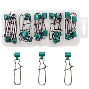 Heavy Duty Sinker Slides Duo Lock Snaps 25pcs/Box High-Strength Fishing Line Sinker Slider Swivel Snap Tackle Box Kit -Test: 220LB