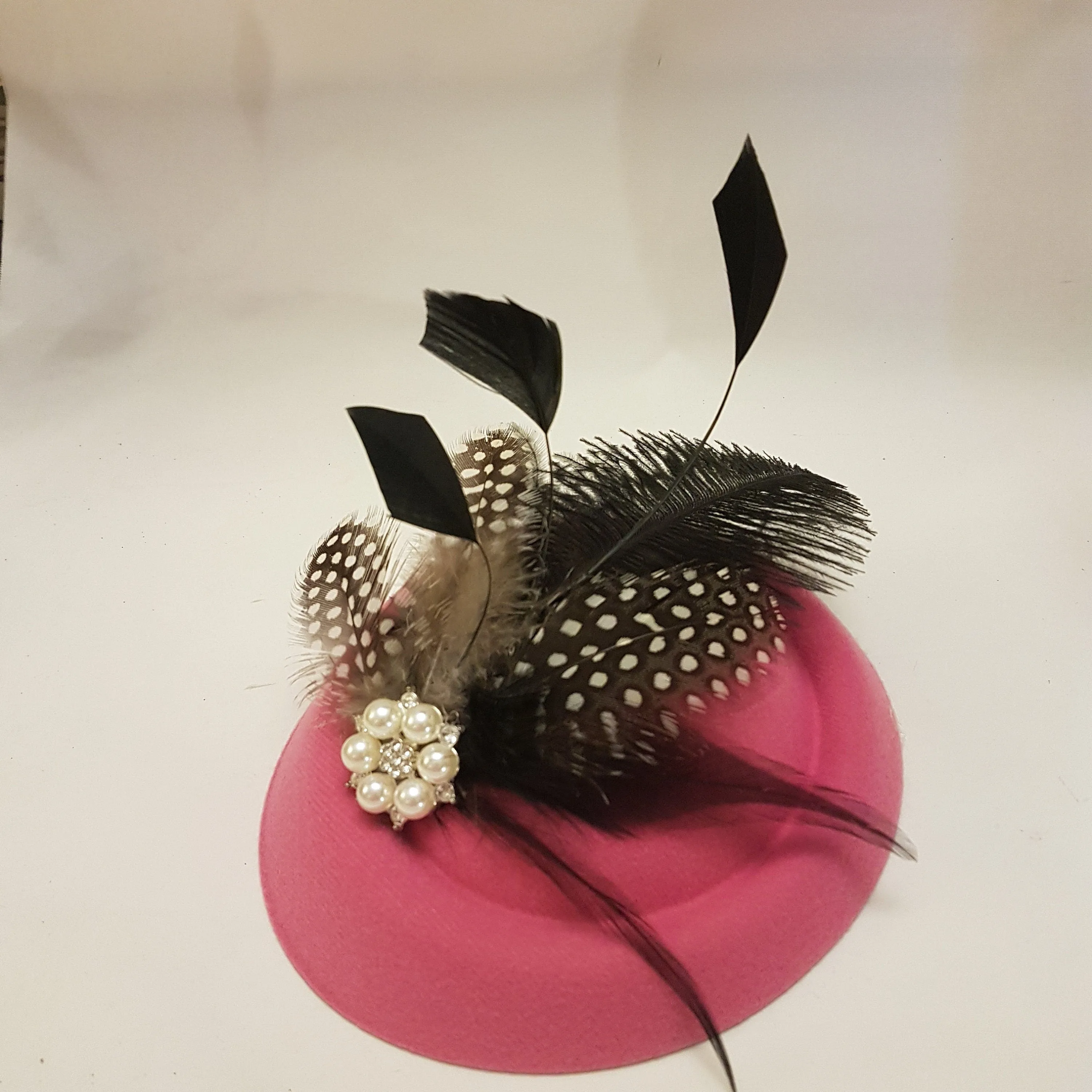 HOT PINK HAT Fascinator Hot Pink Feather Hat Fascinator #Pink Hat Fascinator Ostritch feather Spotty Feather Hat Cocktail Ladies Ascot Hat