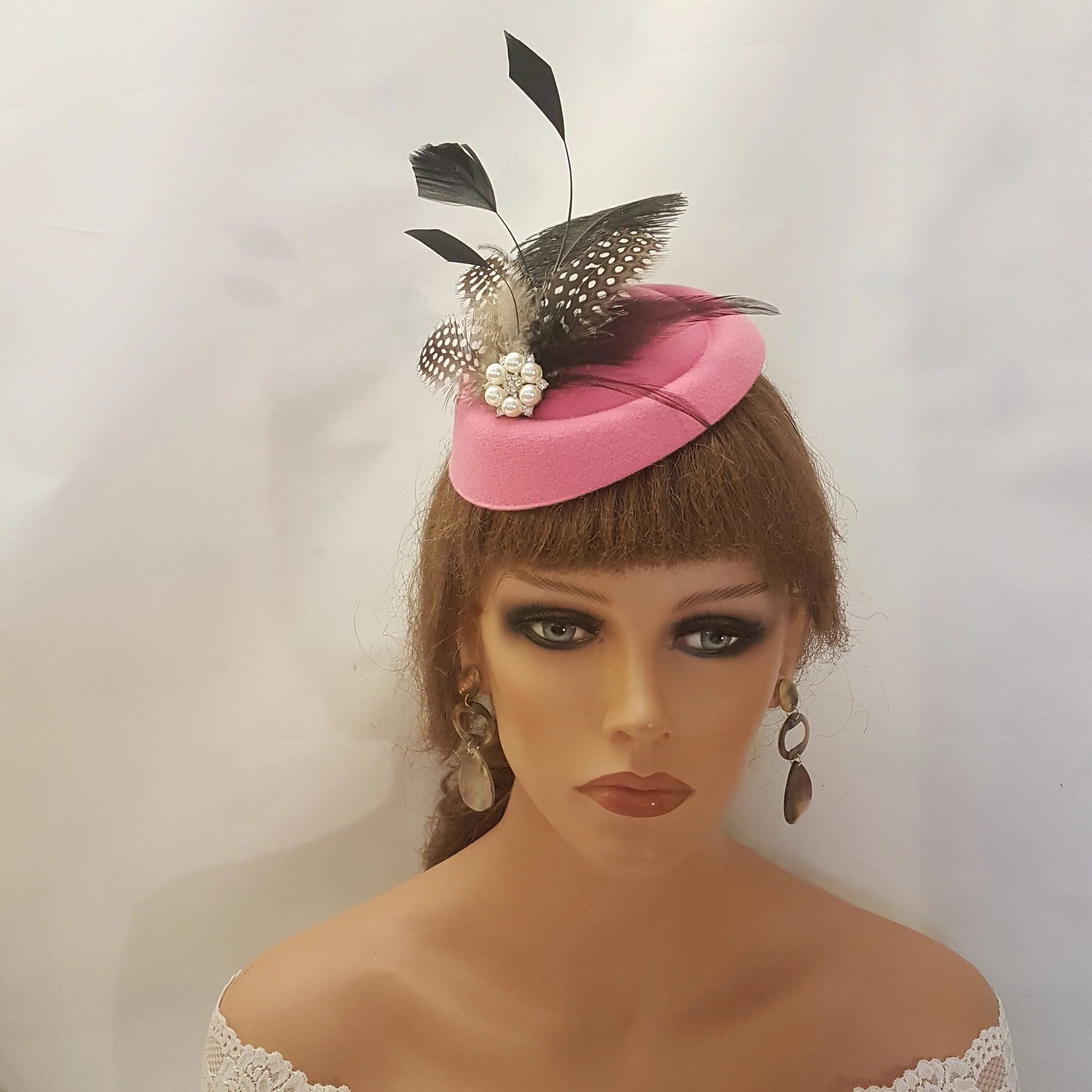 HOT PINK HAT Fascinator Hot Pink Feather Hat Fascinator #Pink Hat Fascinator Ostritch feather Spotty Feather Hat Cocktail Ladies Ascot Hat