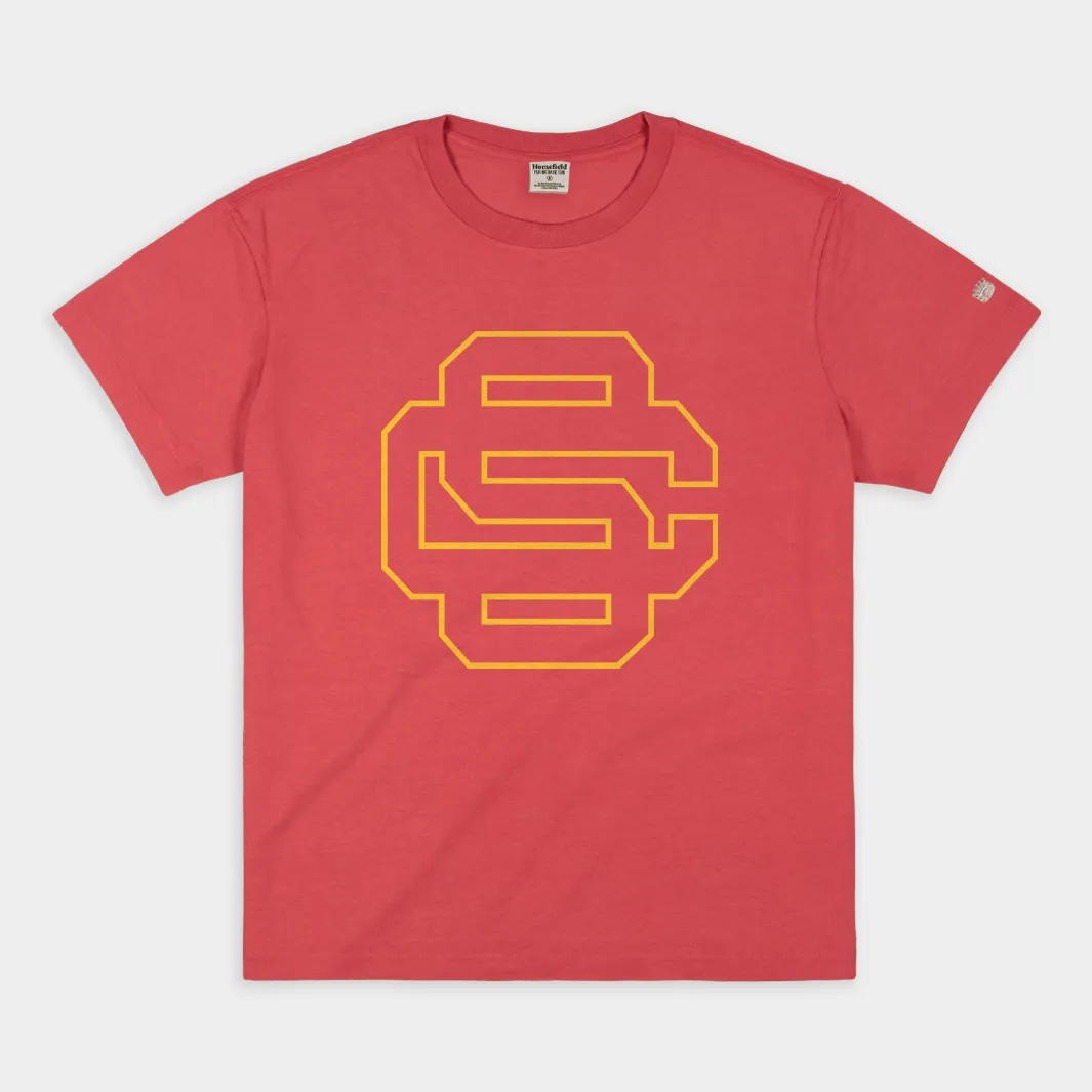 Interlocking SC Trojans Baseball Logo Vintage Heavyweight Tee