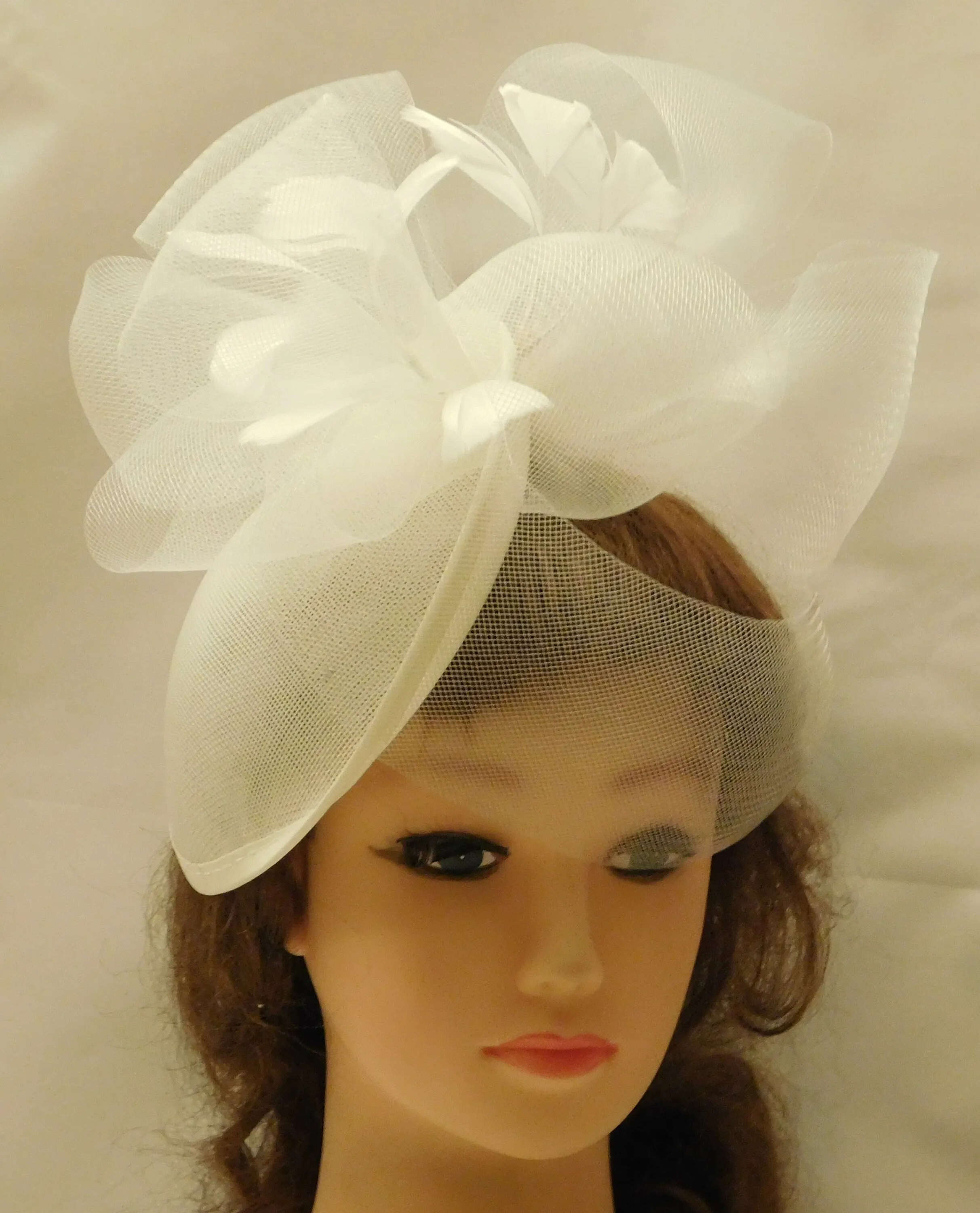 Ivory Hat fascinator #Ivory Wedding,Ascot hat fascinator,Cocktail,Christening Church Kentucky derby hat Feather fascinator Bridal fascinator