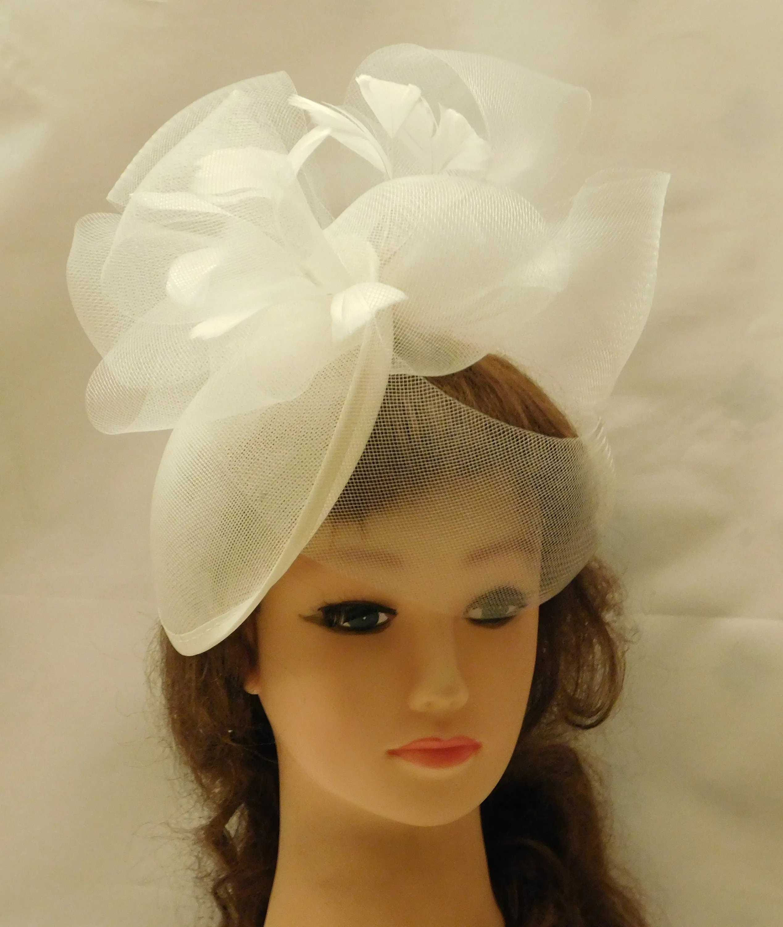 Ivory Hat fascinator #Ivory Wedding,Ascot hat fascinator,Cocktail,Christening Church Kentucky derby hat Feather fascinator Bridal fascinator
