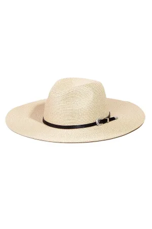 Ivory Straw Braided Belt Strap Fashion Hat