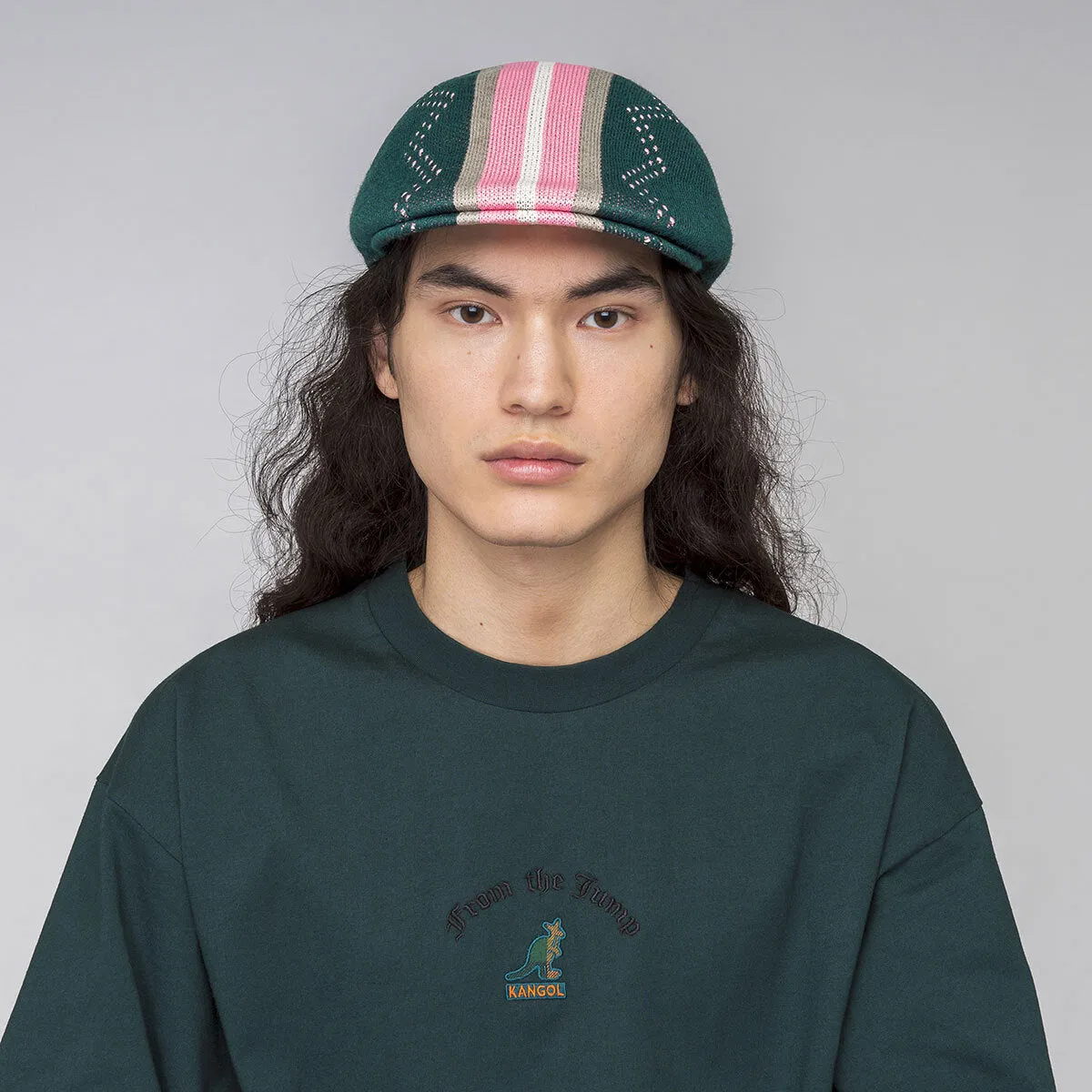 Kangol Slick Stripe 507 Ivy Cap Flat Hat Newsboy Gatsby Golf Driving - Pine - XL