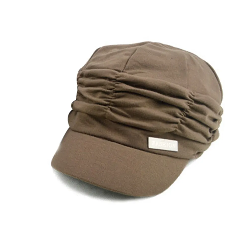 Korean Caps Black Solid Hat Women Autumn and Winter Gorras Mujer Knit Hat Pleated Newsboy Cap Female Warm Outdoors Visor Skull