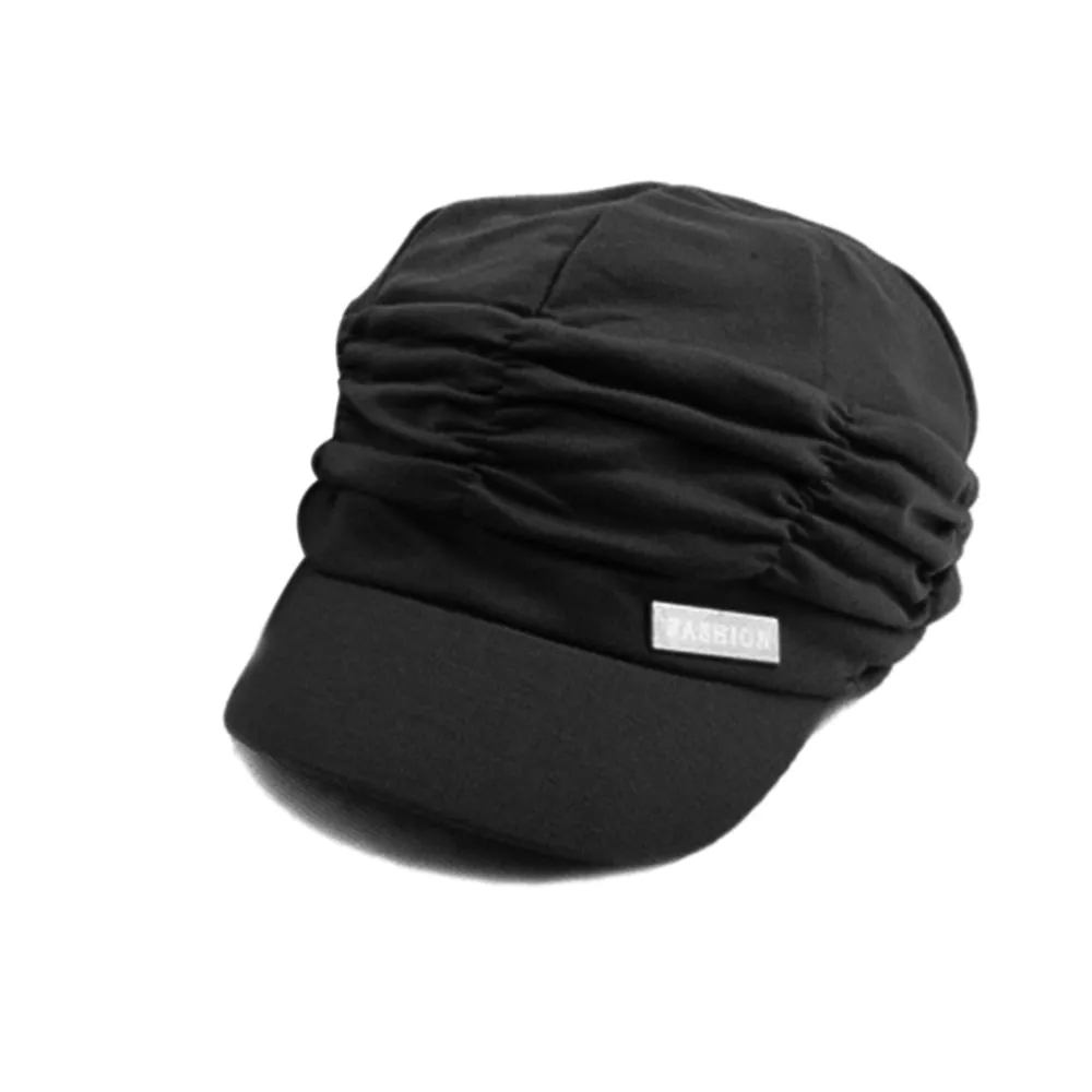 Korean Caps Black Solid Hat Women Autumn and Winter Gorras Mujer Knit Hat Pleated Newsboy Cap Female Warm Outdoors Visor Skull