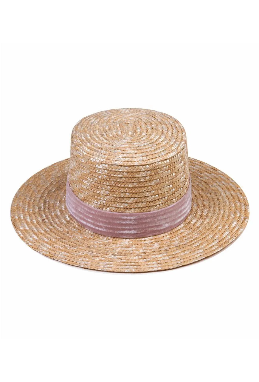 lack of color - pink velour straw hat
