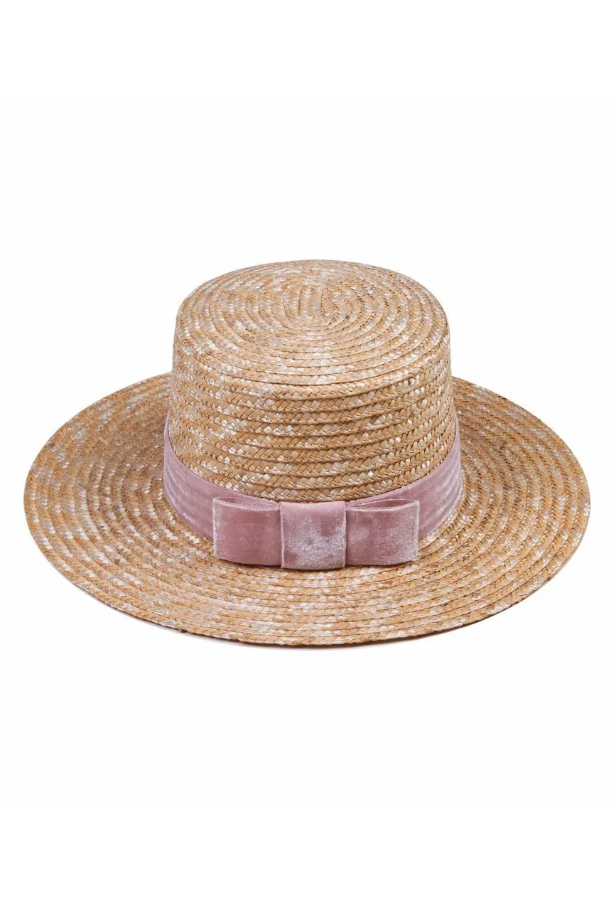 lack of color - pink velour straw hat