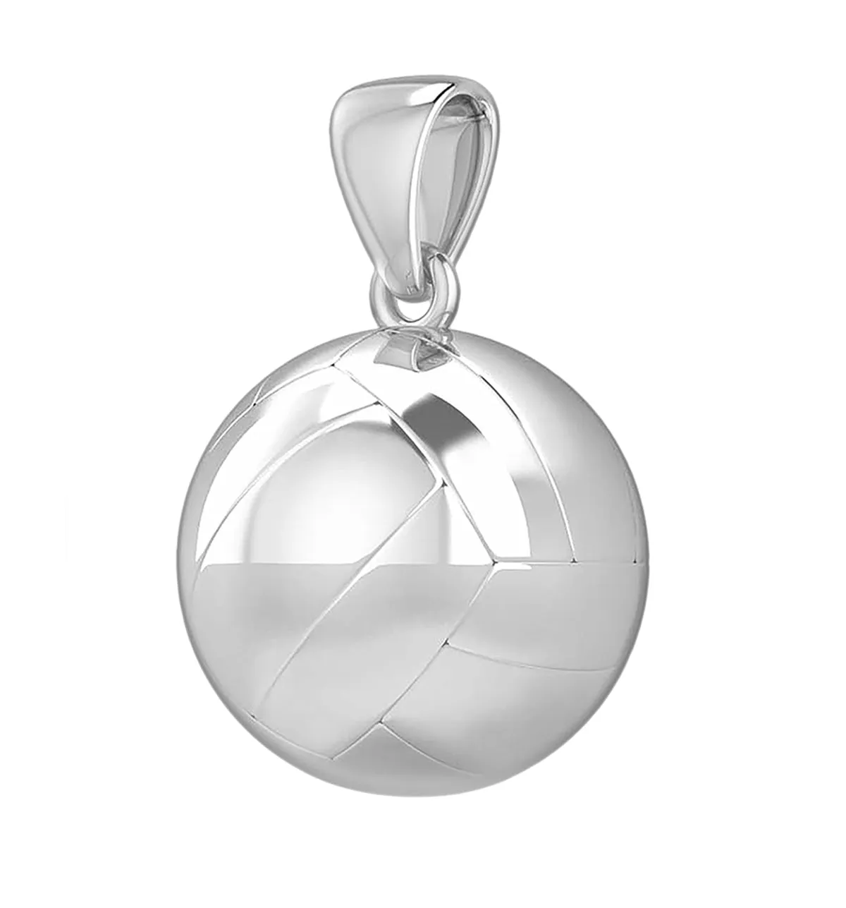 Large 925 Sterling Silver 3D Volley Ball Pendant Necklace, 18.5mm