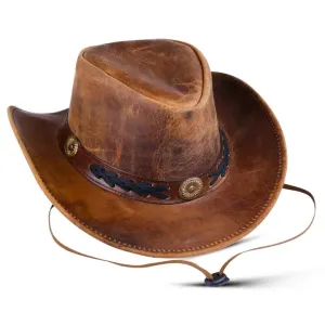 Leather Outback Hat w/Concho Band